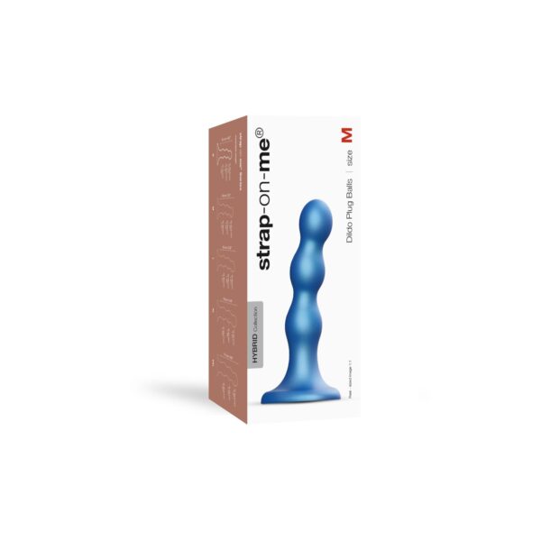 Насадка для страпона Strap-On-Me Dildo Plug Balls Blue Metallic M