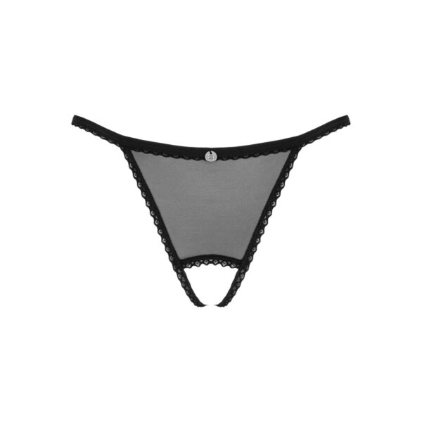 Прозорі стрінги з доступом Obsessive Celia Noir crotchless thong XS/S