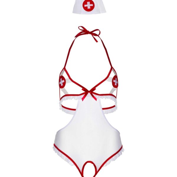 Костюм медсестри Leg Avenue Naughty Nurse, one size, боді та шапочка