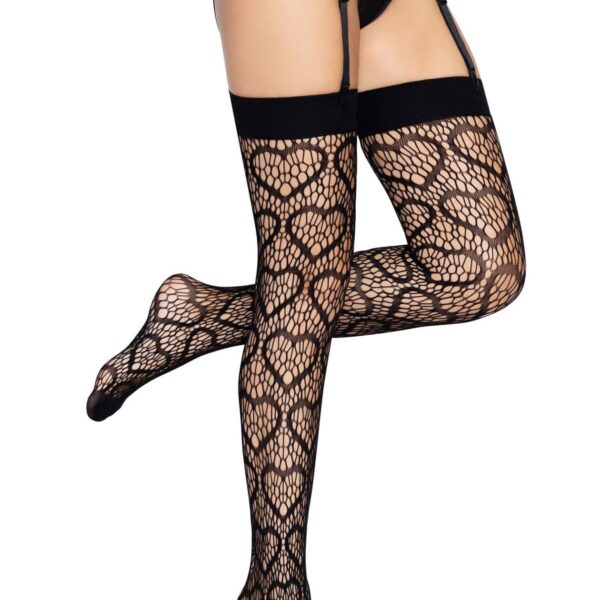 Ажурні панчохи із сердечками Leg Avenue Heart Black, one size