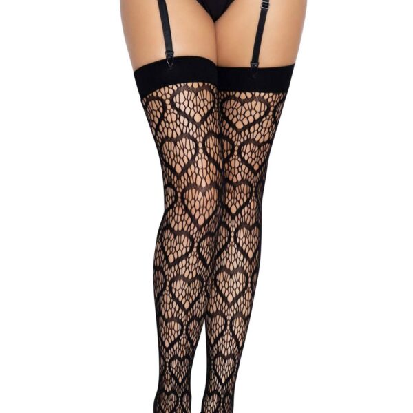 Ажурні панчохи із сердечками Leg Avenue Heart Black, one size