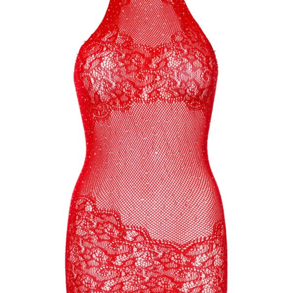 Сукня-сітка зі стразами Leg Avenue Rhinestone halter mini dress Red, відкрита спина, one size