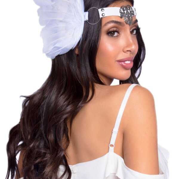 Пов’язка на голову з крилами Leg Avenue Feather headband White, пір’я та натуральна шкіра