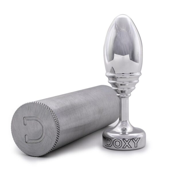 Металева анальна пробка DOXY Butt Plug RIBBED, ребриста, діаметр 3,3 см