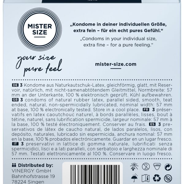 Презервативи Mister Size - pure feel - 57 (3 condoms), товщина 0,05 мм