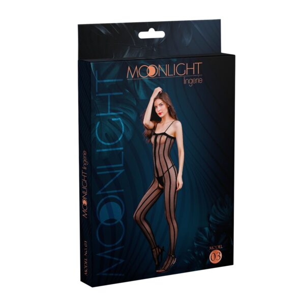 Прозорий бодістокінг Moonlight Model 03 XS-L Black, з доступом