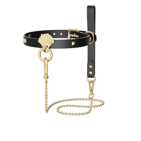 Розкішний нашийник з повідцем Zalo Collar & Leash Set Black