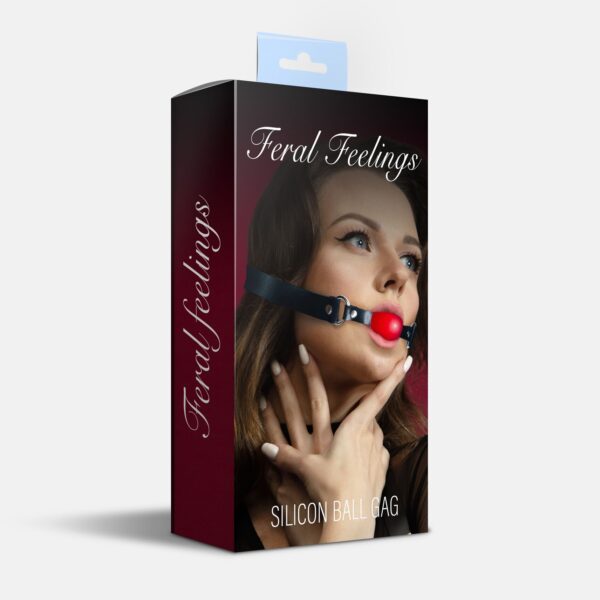 Кляп силіконовий Feral Feelings Silicon Ball Gag Black/Red, чорний ремінець, червона кулька