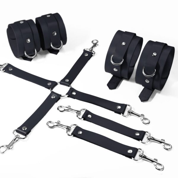 Набір для БДСМ 3 в 1 Feral Feelings BDSM Kit 3 Black, black, наручники, поножі, хрестовина