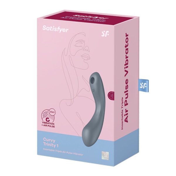 Вакуумний стимулятор з вібрацією Satisfyer Curvy Trinity 1 Bluegrey, іграшка 3в1