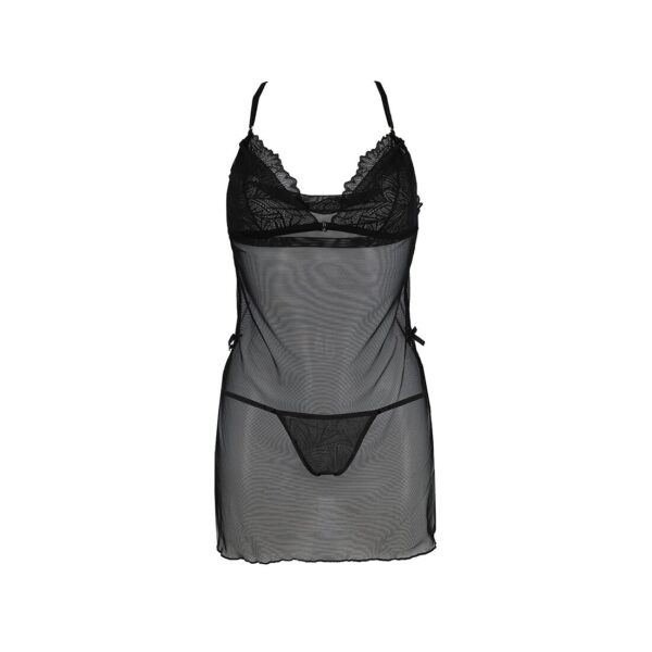 Сорочка Passion DELIENA CHEMISE XXL/XXXL black, стрінги із заниженою талією