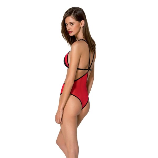 Напівпрозоре боді з мереживом Passion PEONIA BODY S/M red