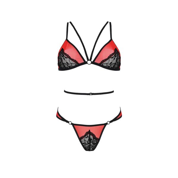 Комплект білизни Passion PEONIA SET L/XL red, бра, трусики