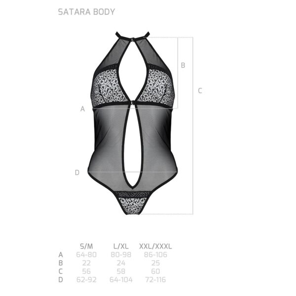 Сітчасте боді з мереживом на грудях Passion SATARA BODY L/XL black