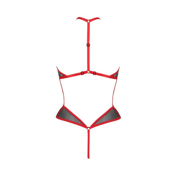 Сітчасте боді з мереживом на грудях Passion SATARA BODY S/M red