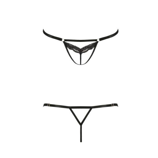 Відверті трусики-стрепи з мереживом Passion Exclusive SOLON THONG XXL/XXXL black