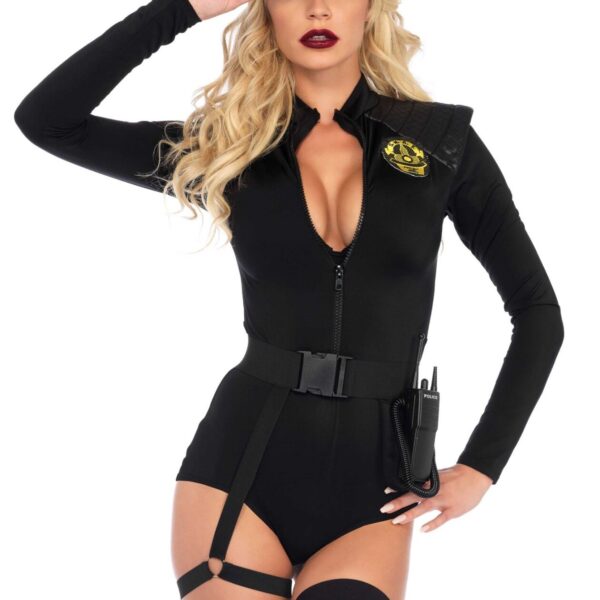 Костюм еротичних спецсил Leg Avenue SWAT Team Babe XS, боді, пояс, підв’язки, іграшкова рація, кепка