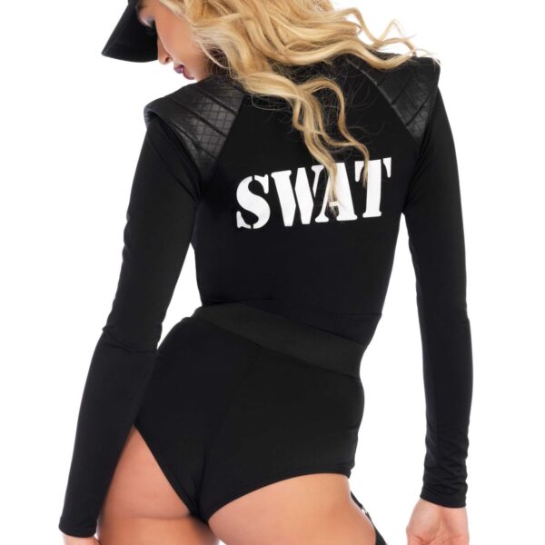 Костюм еротичних спецсил Leg Avenue SWAT Team Babe XS, боді, пояс, підв’язки, іграшкова рація, кепка