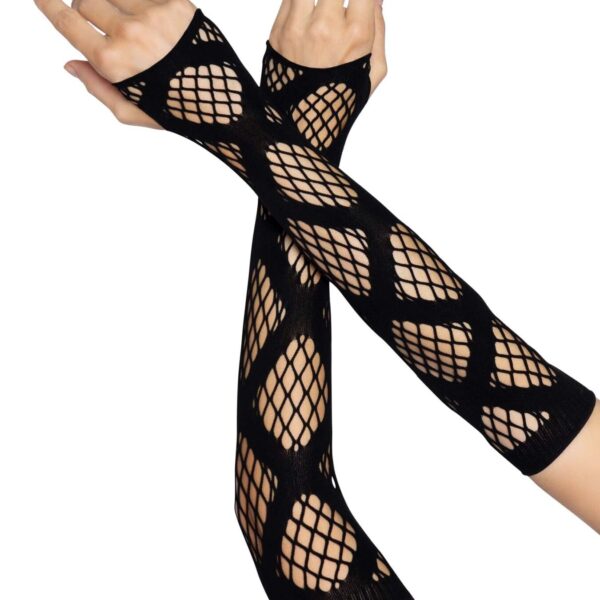 Довгі мітенки Leg Avenue Faux wrap net arm warmers One size Black, велика сітка