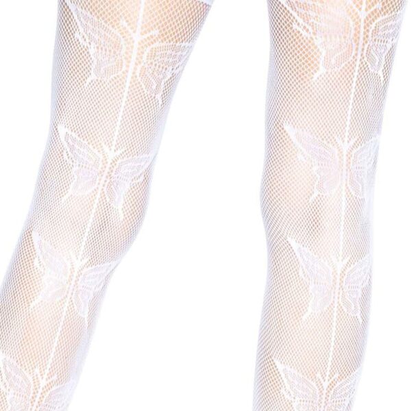 Панчохи-сітка зі швом ззаду Leg Avenue Butterfly back seam thigh highs One size White