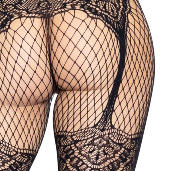 Колготки Leg Avenue Fishnet tights with back seam One size Black, задній шов, мереживо, сітка