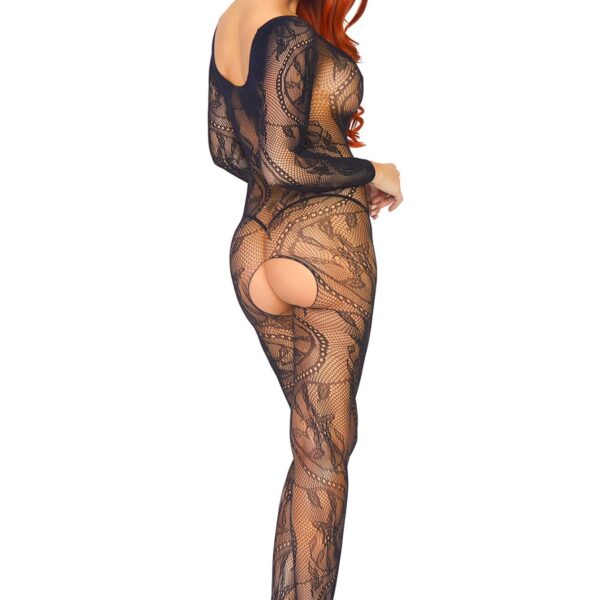 Бодістокінг Leg Avenue Swirl Lace Bodystocking One size Black, ажурна тканина, доступ