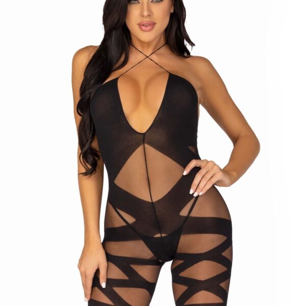 Бодістокінг Leg Avenue Illusion halter bodystocking One size Black, доступ