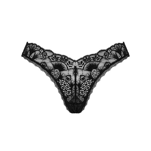 Мереживні стрінги Obsessive Donna Dream thong XS/S Black, низька посадка