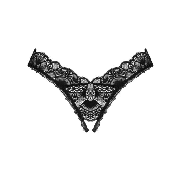 Мереживні стрінги Obsessive Donna Dream crotchless thong XS/S Black, відкритий доступ