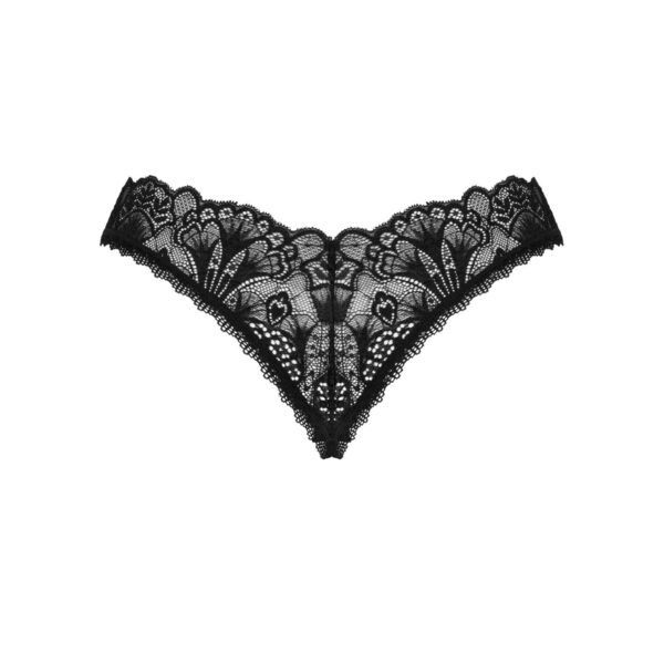 Мереживні стрінги Obsessive Donna Dream crotchless thong XS/S Black, відкритий доступ