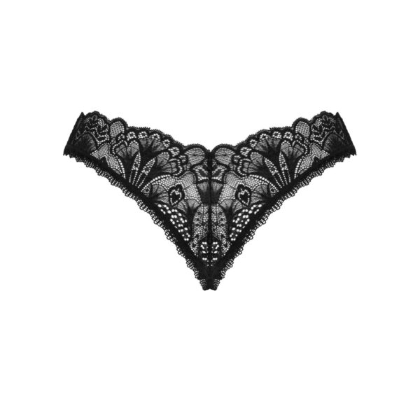 Мереживні стрінги Obsessive Donna Dream crotchless thong M/L Black, відкритий доступ
