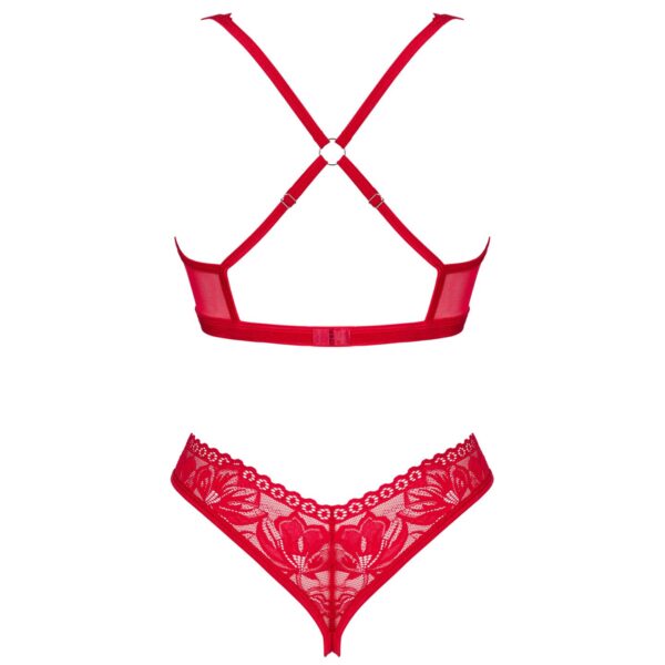 Комплект білизни Obsessive Lacelove cupless 2-pcs set XS/S Red, відкритий доступ, відкриті груди