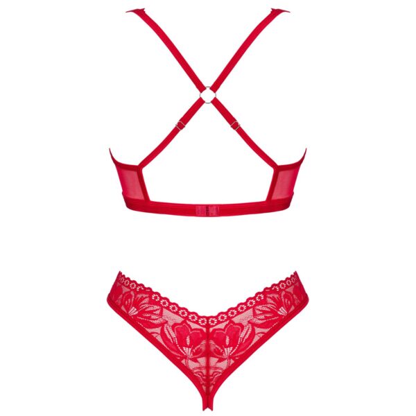 Комплект білизни Obsessive Lacelove cupless 2-pcs set XL/2XL Red, відкритий доступ, відкриті груди