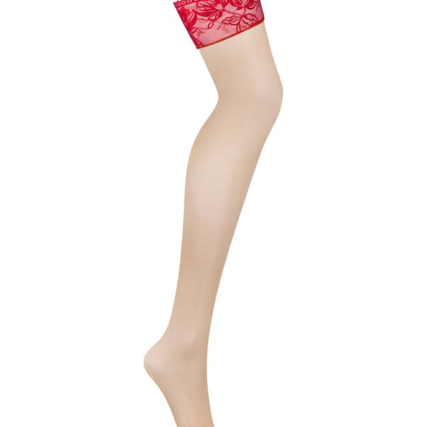 Панчохи під пояс із широким мереживом Obsessive Lacelove stockings XL/2XL