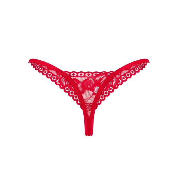 Мереживні стрінги Obsessive Lacelove thong XS/S Red, низька посадка