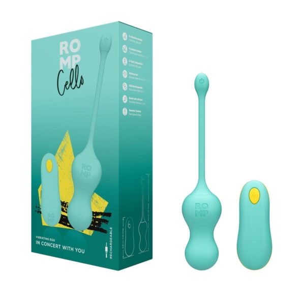 Віброяйце для точки G з пультом керування Romp Cello Light Teal, водонепроникне