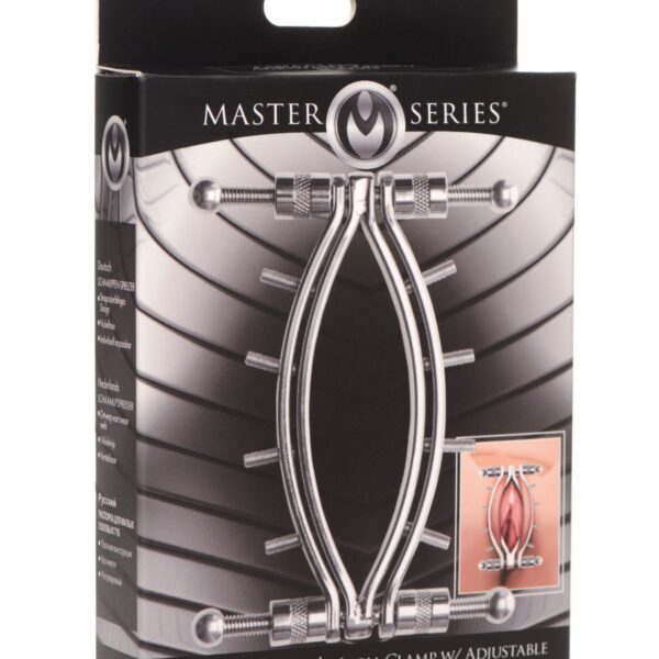 Затискач для статевих губ Master Series Spread'Em Poker Vagina Clamp with Adjustable Pressure Screws