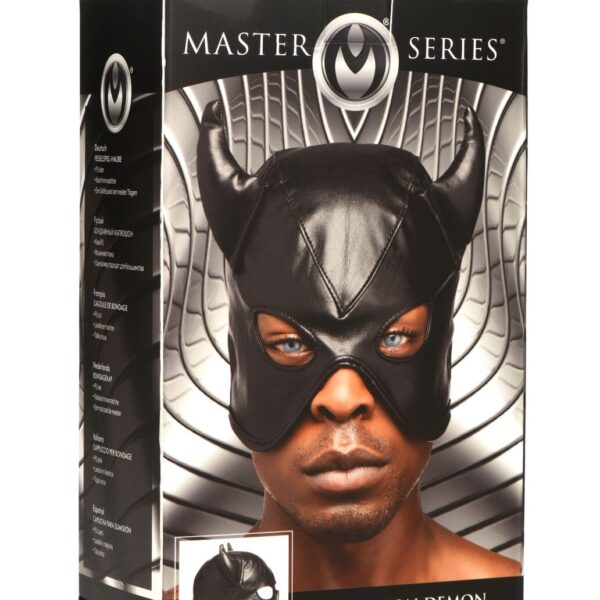 Маска Master Series Dungeon Demon Bondage Mask with Horns - Black