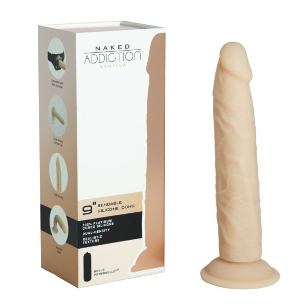 Фалоімітатор Naked Addiction – 9” Silicone Dual Density Bendable Dildo - Vanilla