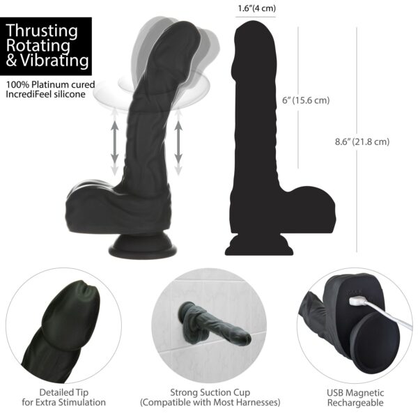 Фалоімітатор Naked Addiction – 8.6” Silicone Rotating & Thrusting Vibrating Dildo with Remote Black