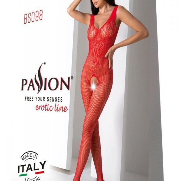 Бодістокінг з крилами Passion BS098 One Size, red, середня сітка, відкритий доступ