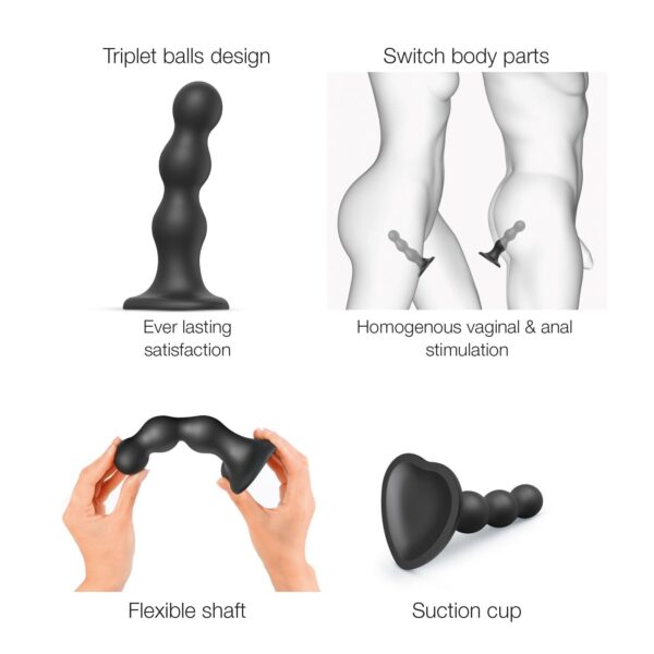 Насадка для страпона Strap-On-Me Dildo Plug Balls Black L