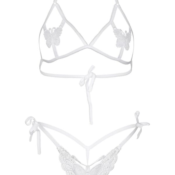 Комплект Leg Avenue Open cup bra and pearl panty White