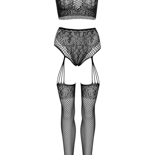 Комплект Leg Avenue Crop top and garter panty Black