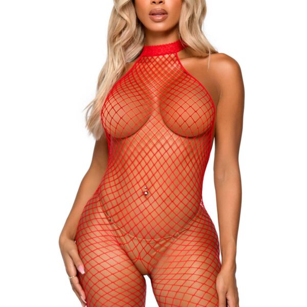 Бодістокінг Leg Avenue Racer neck bodystocking Red