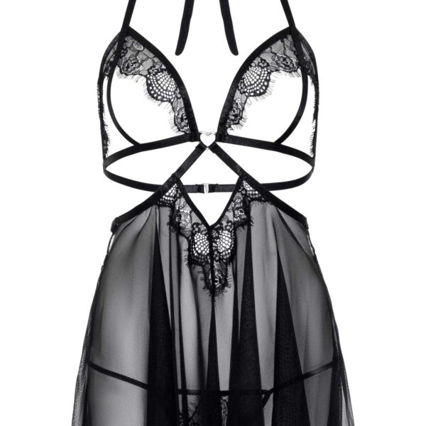 Пеньюар Leg Avenue Lace and mesh babydoll & panty Black S