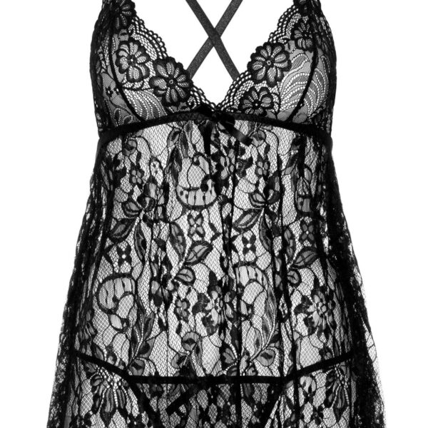 Пеньюар Leg Avenue Floral lace babydoll & string Black S