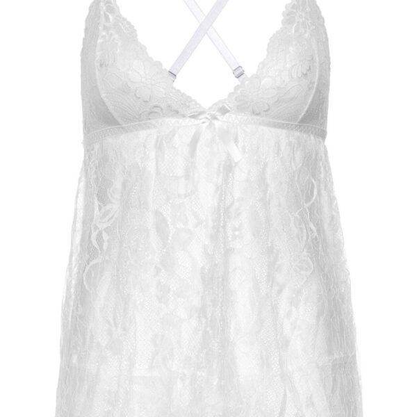 Пеньюар Leg Avenue Floral lace babydoll & string White S