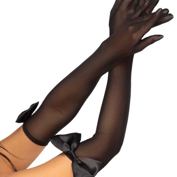 Довгі рукавички Leg Avenue Opera length bow top gloves Black