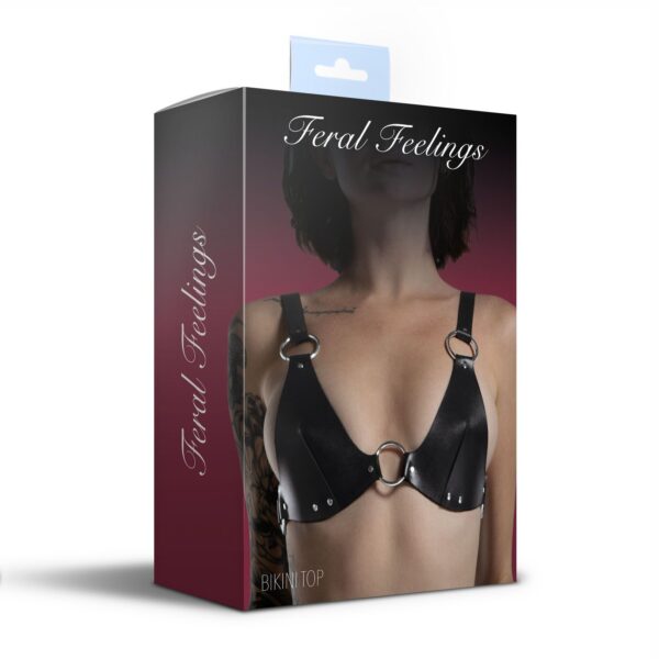 Ліф з натуральної шкіри Feral Feelings - Bikini Top Black